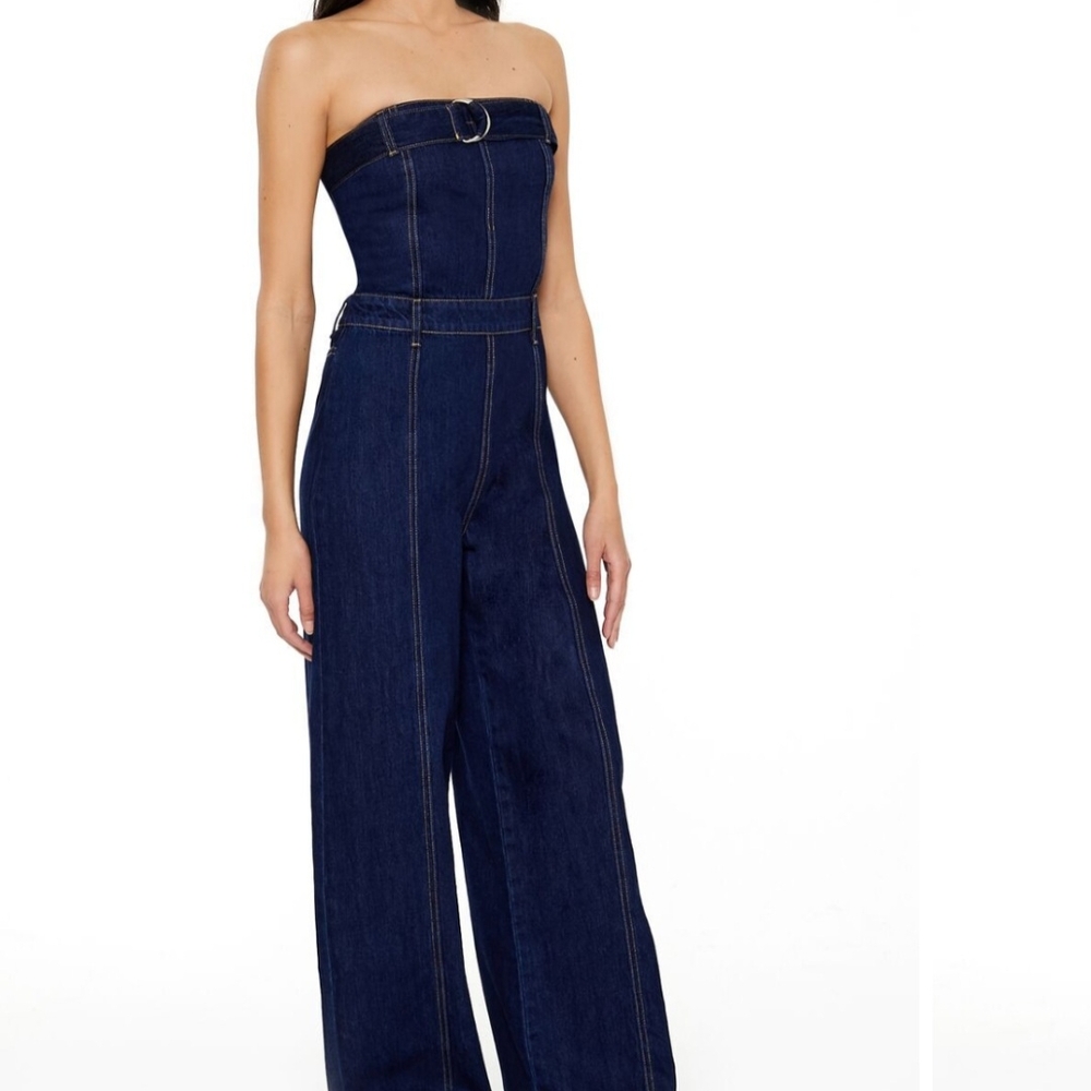 Forever 21 Strapless Denim Jumpsuit Size Small NWT - Picture 2 of 7